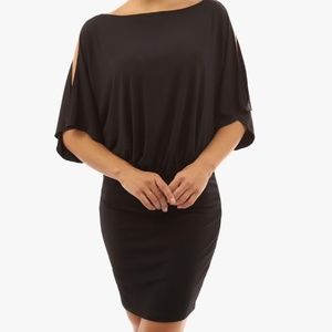 PattyBoutik Women's Cold Shoulder Batwing Blouson Dress medium